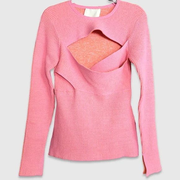 3.1 PHILLIP LIM Double Face Crossbody Sweater Top Pink - Picture 3 of 14